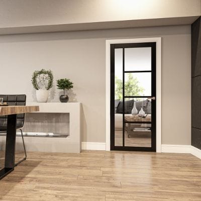 Brixton Black Prefinished Glazed Internal Door - All Sizes - Doors