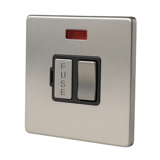 Caradok 13A Switched Spur c/w Neon Brushed Chrome - Caradok - The Flat - Brushed Steel