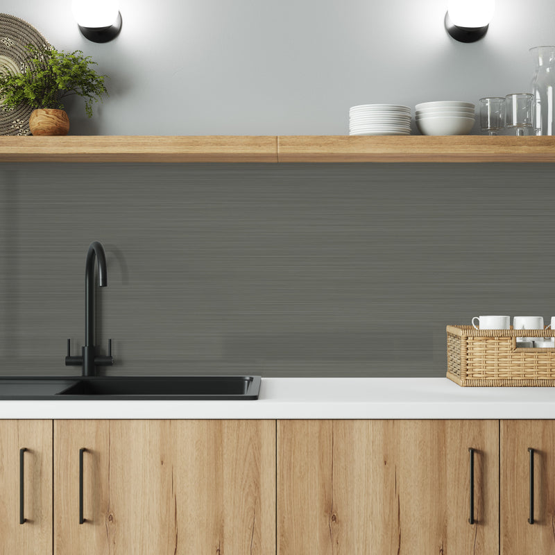 Bushboard Alloy Brushed Titanium Aluminium Feature Kitchen Splashback