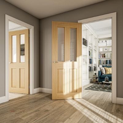 Bury Oak Prefinished Bevelled Glazed Internal Door - All Sizes - Doors