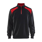 Blaklader 3353 Half-Zip 2-Tone Sweatshirt Black Red Workwear Uk - Apparel & Accessories > Clothing SWEATSHIRTS