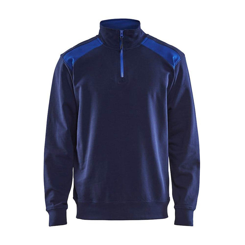 Blaklader 3353 Half-Zip 2-Tone Sweatshirt Navy and Blue Combo Workwear - Apparel & Accessories > Clothing SWEATSHIRTS