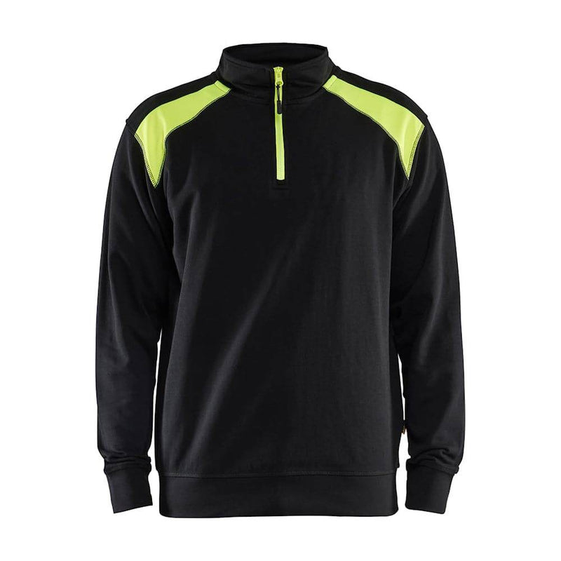 Blaklader 3353 Half-Zip 2-Tone Sweatshirt Yellow Black Workwear Uniform - Apparel & Accessories > Clothing SWEATSHIRTS