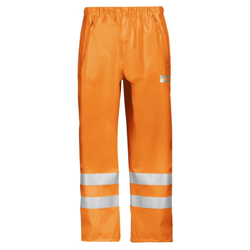 Snickers 8243 Hi-Vis PU Rain Trousers, Class 2 Various Colours - HI-VIS TROUSERS