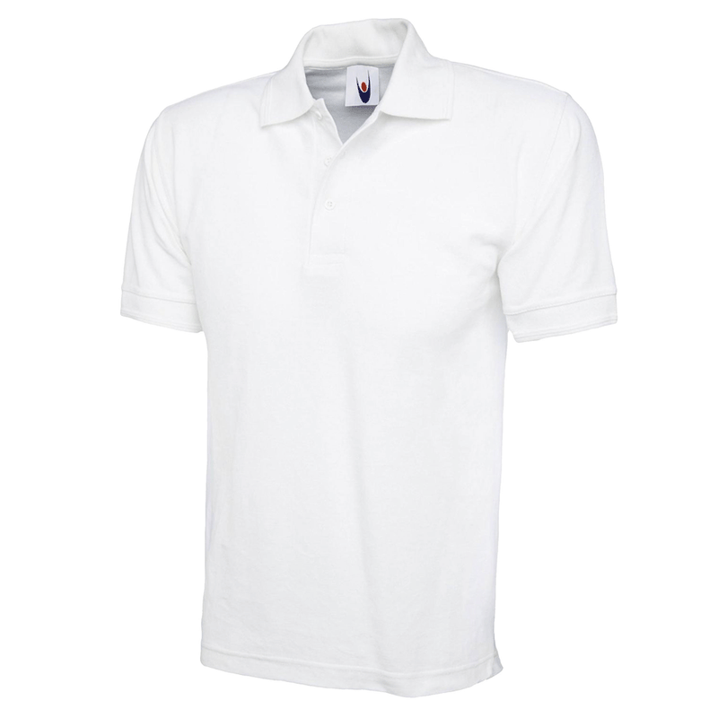 Uneek UC104 Heavyweight Cotton White Unisex Work Polo Shirt - PLAIN POLO SHIRTS