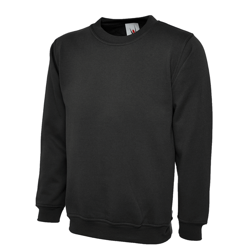 Uneek UC203 Classic Comfy Smart Black Work Sweatshirt Jumper - PLAIN SWEATSHIRTS