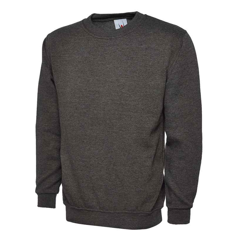 Uneek UC203 Classic Comfy Smart Charcoal Grey Work Sweatshirt Jumper - PLAIN SWEATSHIRTS