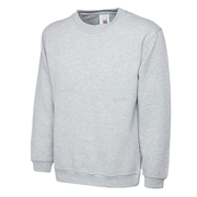Uneek UC203 Classic Comfy Smart Heather Grey Work Sweatshirt Jumper - PLAIN SWEATSHIRTS