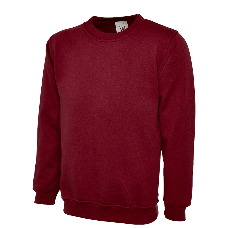 Uneek UC203 Classic Comfy Smart Maroon Red Work Sweatshirt Jumper - PLAIN SWEATSHIRTS