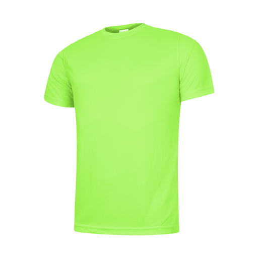 Uneek UC315 Ultra Cool Wicking Electric Green Unisex Work T-Shirt - PLAIN T-SHIRTS 