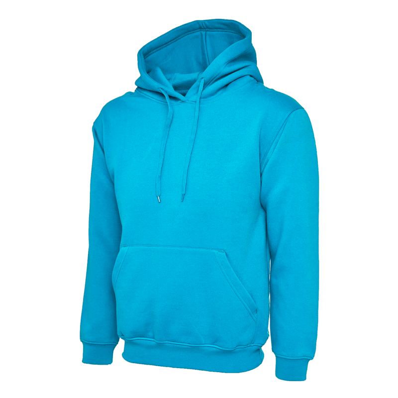 Uneek UC502 Classic Unisex Work Hooded Sweatshirt Sapphire Blue Sizes xs to 6XL - PLAIN HOODIES