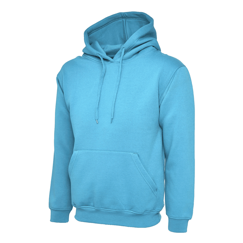 Uneek UC502 Classic Unisex Work Hooded Sweatshirt Sky Blue Sizes xs to 6XL - PLAIN HOODIES