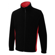 Uneek UC617 Black Red Two Tone Full Zip Unisex Comfy Work Fleece Jacket - PLAIN FLEECES