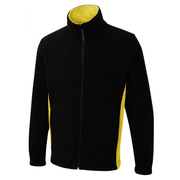 Uneek UC617 Black Yellow Two Tone Full Zip Comfy Unisex Work Fleece Jacket - PLAIN FLEECES