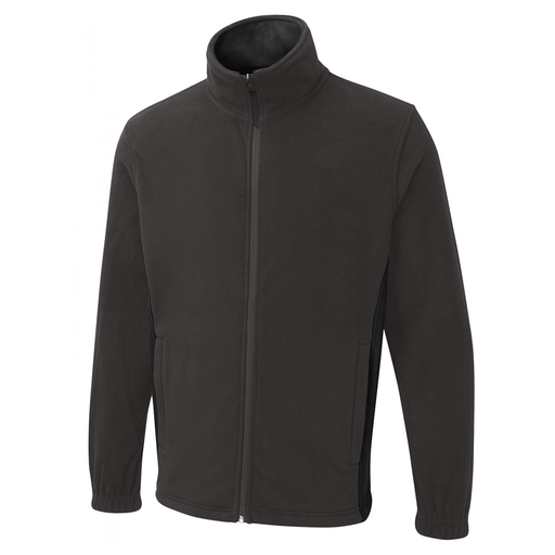 Uneek UC617 Charcoal Black Two Tone Full Zip Unisex Comfy Work Fleece Jacket - PLAIN FLEECES 