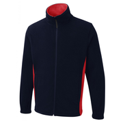 Uneek UC617 Navy Red Two Tone Full Zip Unisex Comfy Work Fleece Jacket - PLAIN FLEECES