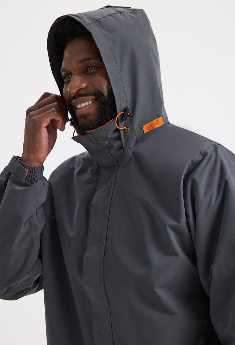 Uneek UC621 Deluxe Waterproof Unisex Outdoor Work Jacket Grey Orange Workwear Online - PLAIN JACKETS
