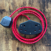 Coloured Fabric Decorative Extension Lead - Twisted Flex - Black Plug & Socket - Hardware > Power & Electrical Supplies > Extension Cords