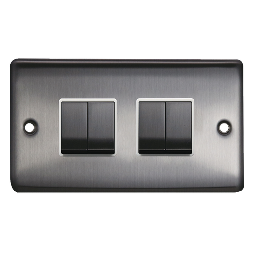 Caradok 4G 2Way 10A Switch Brushed Chrome White Insert - Caradok - The Curve - Brushed Steel