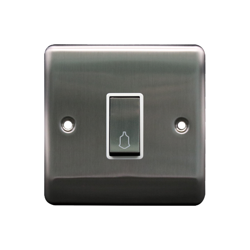 Caradok Retractive Switch Brushed Chrome White Insert - Caradok - The Curve - Brushed Steel