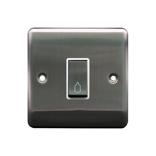 Caradok Retractive Switch Brushed Chrome White Insert - Caradok - The Curve - Brushed Steel