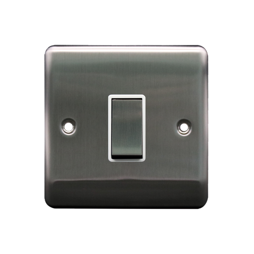 Caradok 1G Intermediate 10A Switch Brushed Chrome White Insert - Caradok - The Curve - Brushed Steel