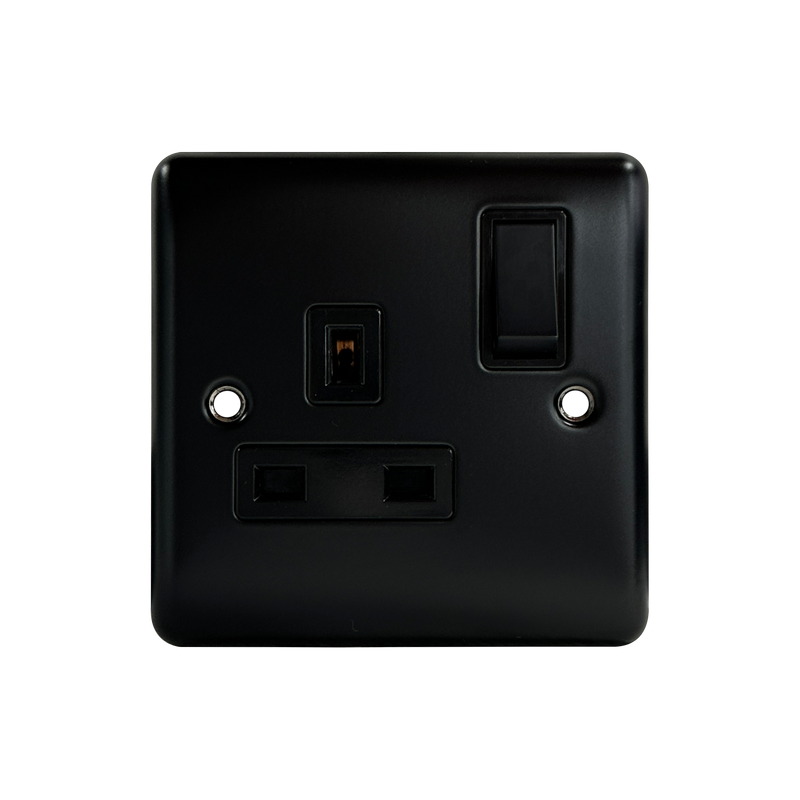 Caradok 1G 13A DP Switched Socket Matt Black - Caradok - The Curve - Matt Black