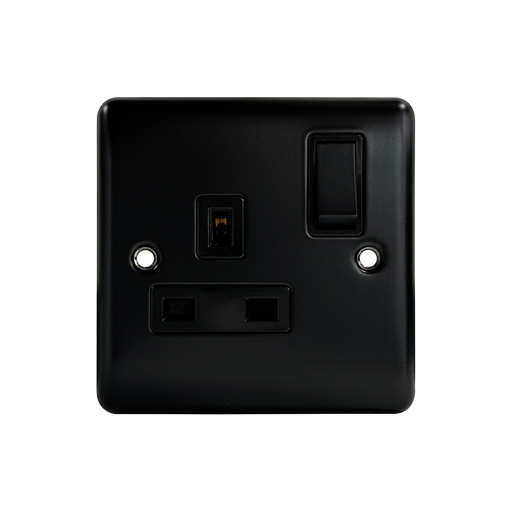 Caradok 1G 13A DP Switched Socket Matt Black - Caradok - The Curve - Matt Black