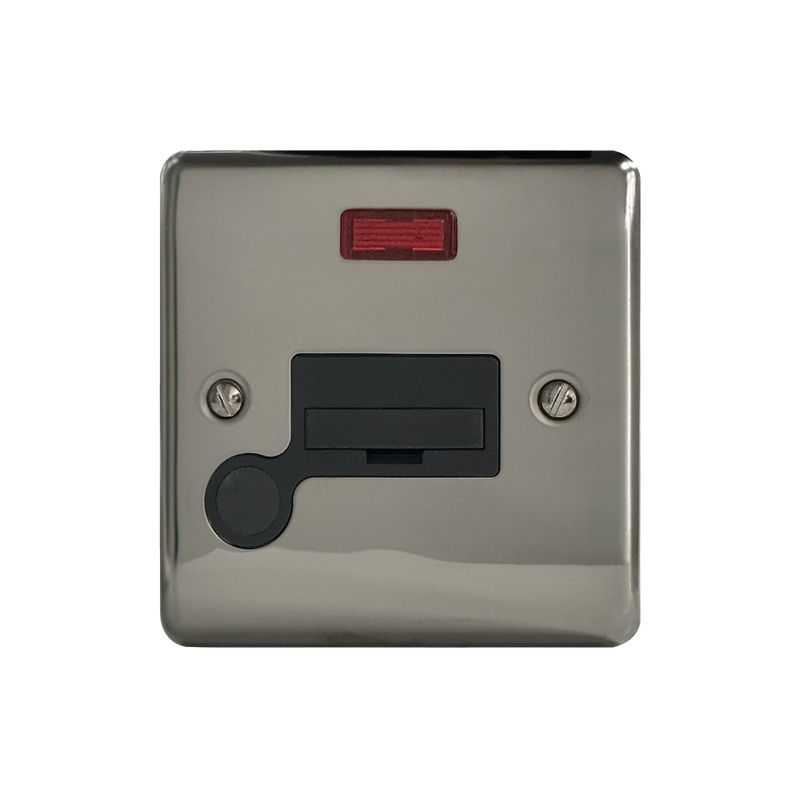 Caradok 13A Unswitched Spur c/w Neon + FO Black Nickel - Hardware > Power & Electrical Supplies > Power Outlets & Sockets Caradok - The Curve - Black Nickel