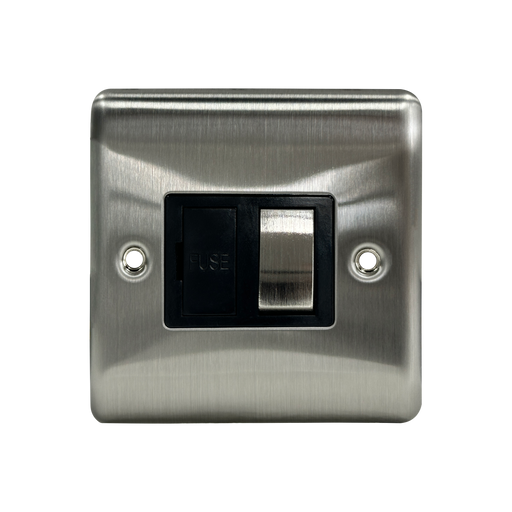 Caradok 13A Switched Spur Brushed Chrome Black Insert - Caradok - The Curve - Brushed Steel