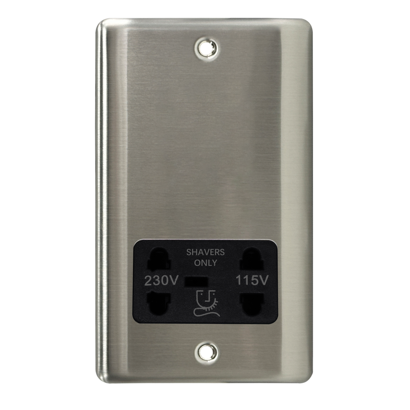 Caradok Shaver Socket Brushed Chrome Black Insert - Caradok - The Curve - Brushed Steel