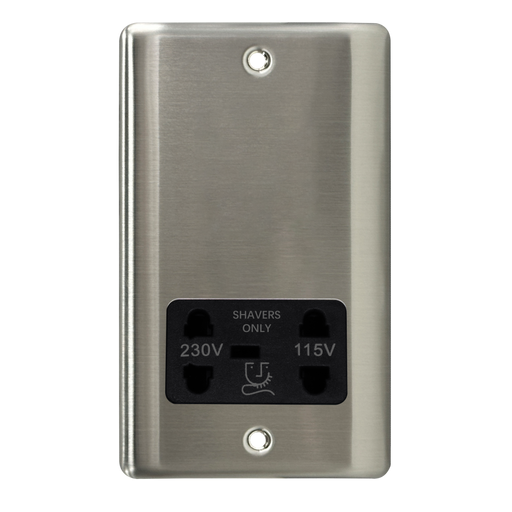 Caradok Shaver Socket Brushed Chrome Black Insert - Caradok - The Curve - Brushed Steel