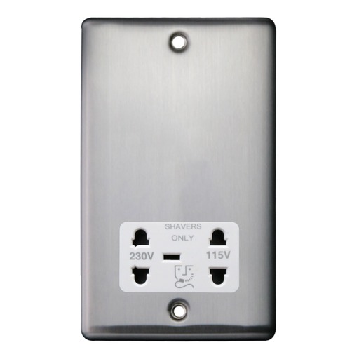 Caradok Shaver Socket Brushed Chrome White Insert - Caradok - The Curve - Brushed Steel