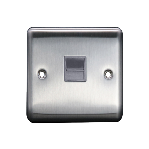 Caradok 1G Master Telephone Socket Brushed Chrome Grey Insert - Caradok - The Curve - Brushed Steel