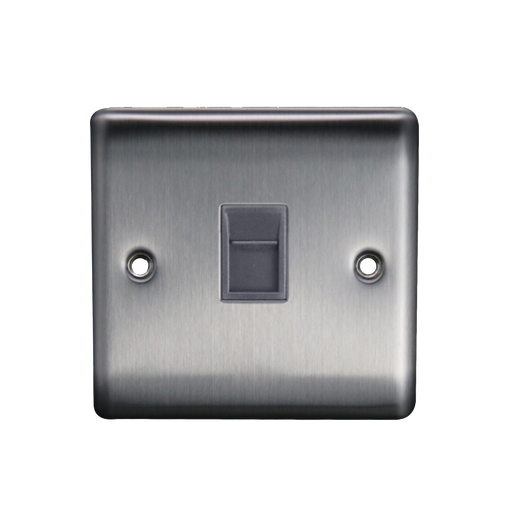 Caradok 1G RJ45 Cat5 Socket Brushed Chrome Grey Insert - Caradok - The Curve - Brushed Steel