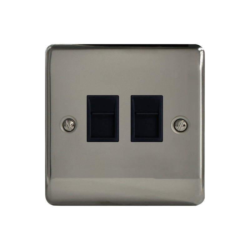 Caradok 2G RJ45 Cat5 Socket Black Nickel - Hardware > Power & Electrical Supplies > Power Outlets & Sockets Caradok - The Curve - Black Nickel