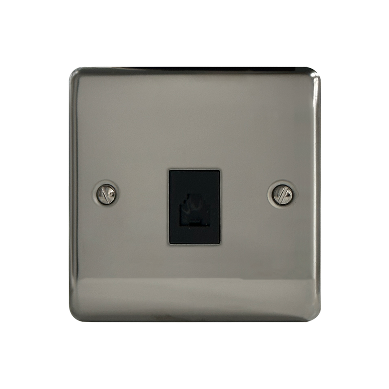 Caradok 1G RJ11 Telephone Socket Black Nickel - Hardware > Power & Electrical Supplies > Power Outlets & Sockets Caradok - The Curve - Black Nickel