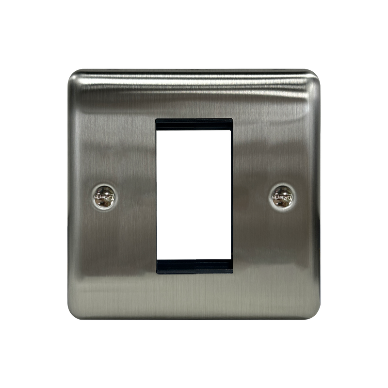 Caradok 1G 1 Module Data Plate Brushed Chrome Black Insert - Caradok - The Curve - Brushed Steel