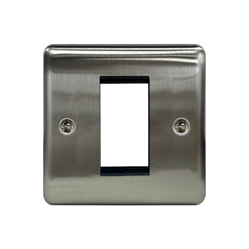 Caradok 1G 1 Module Data Plate Brushed Chrome Black Insert - Caradok - The Curve - Brushed Steel