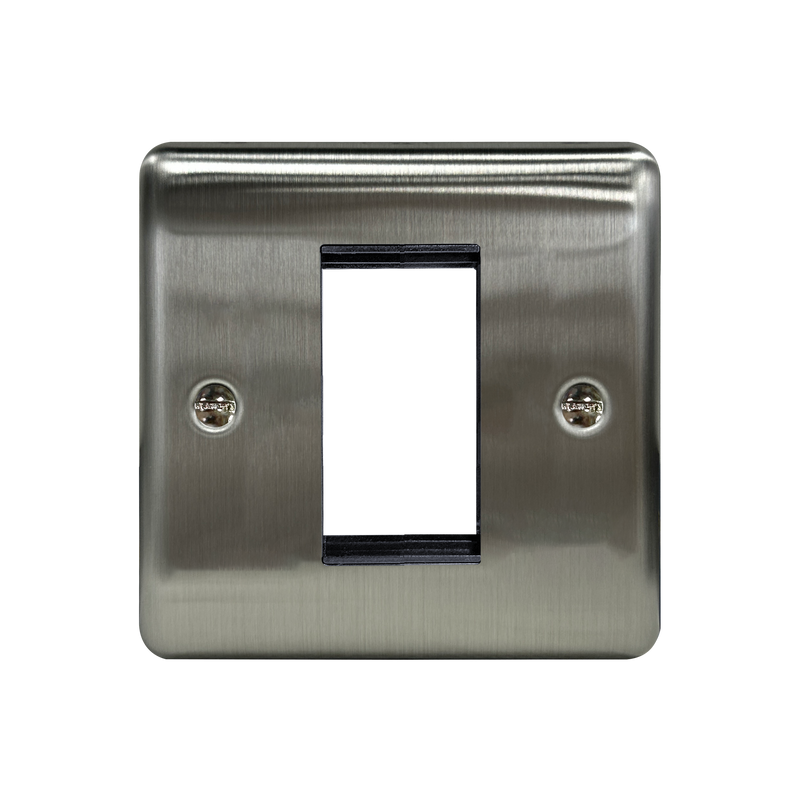 Caradok 1G 1 Module Data Plate Brushed Chrome Grey Insert - Caradok - The Curve - Brushed Steel