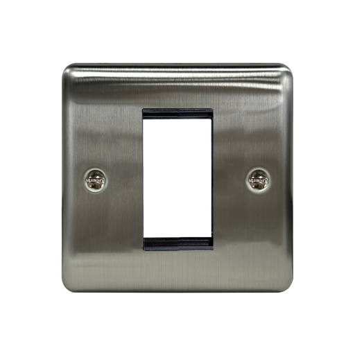 Caradok 1G 1 Module Data Plate Brushed Chrome Grey Insert - Caradok - The Curve - Brushed Steel
