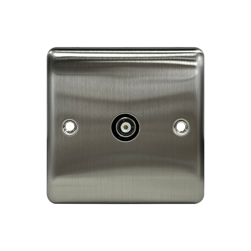 Caradok 1G Coax Socket Brushed Chrome Black Insert - Caradok - The Curve - Brushed Steel