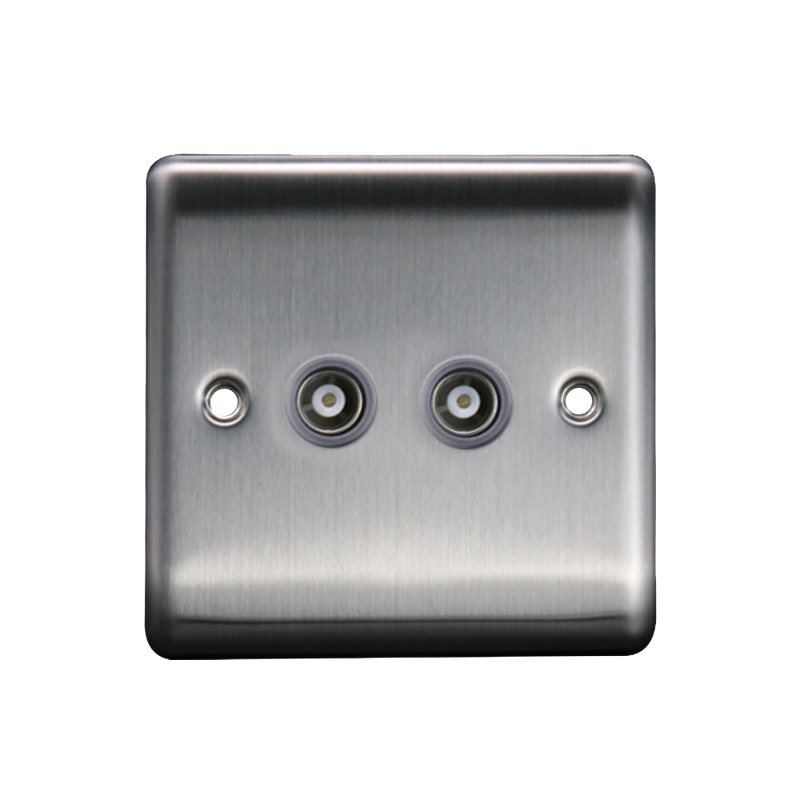 Caradok 2G Coax Socket Brushed Chrome Grey Insert - Caradok - The Curve - Brushed Steel