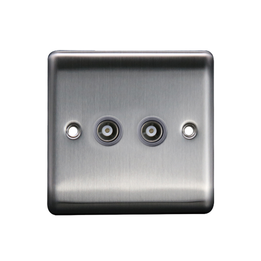 Caradok 2G Coax Socket Brushed Chrome Grey Insert - Caradok - The Curve - Brushed Steel