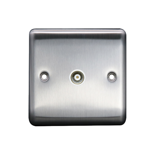 Caradok 1G Isolated Coax Socket Brushed Chrome White Insert - Caradok - The Curve - Brushed Steel