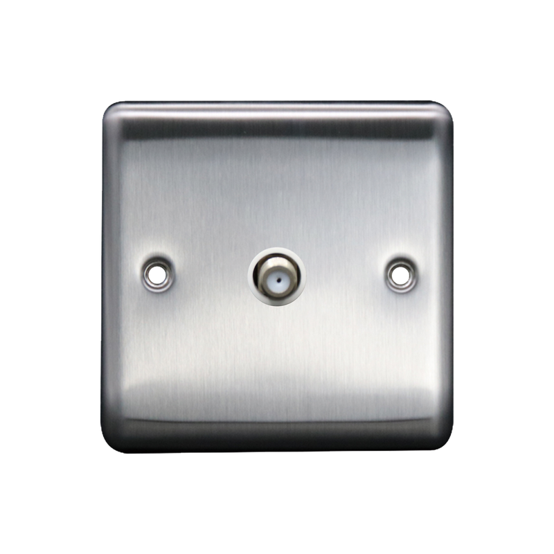 Caradok 1G Satellite Socket Brushed Chrome White Insert - Caradok - The Curve - Brushed Steel