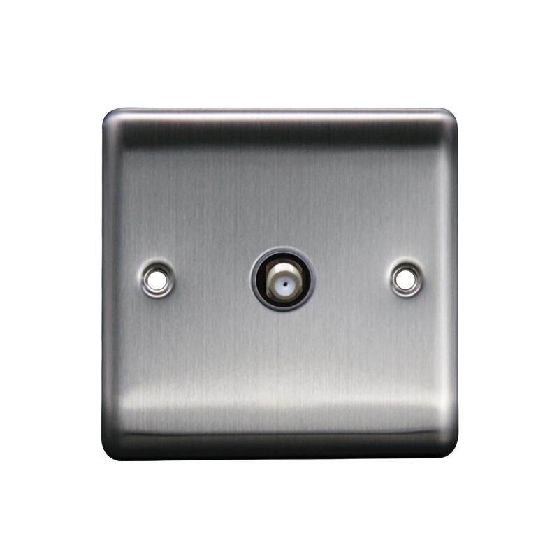 Caradok 1G Satellite Socket Brushed Chrome Grey Insert - Caradok - The Curve - Brushed Steel