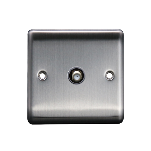 Caradok 1G Satellite Socket Brushed Chrome Grey Insert - Caradok - The Curve - Brushed Steel