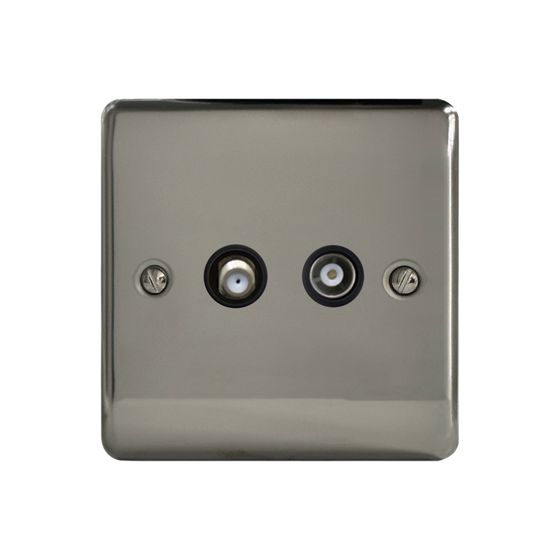 Caradok Satellite Socket + Coax Socket Black Nickel - Hardware > Power & Electrical Supplies > Power Outlets & Sockets Caradok - The Curve - Black Nickel