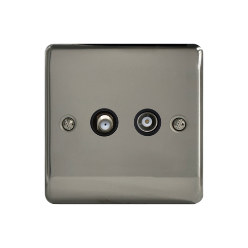 Caradok Satellite Socket + Coax Socket Black Nickel - Hardware > Power & Electrical Supplies > Power Outlets & Sockets Caradok - The Curve - Black Nickel